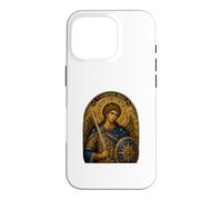 Saint Michel Archange Bleu Byzantine Icône Art Design Coque pour iPhone 16 Pro