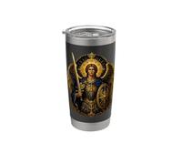 Saint Michel Archange Byzantin Baroque Bleu Icône Art Gobelet isotherme en acier inoxydable double paroi