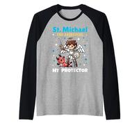 Saint Michel Archange Catholique Archange Priez pour Les Enfants Manche Raglan