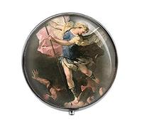 Saint Michel Archange Catholique - Boîte à pilules d'art religieux - Boîte à pilules à breloques - Boîte à bonbons en verre