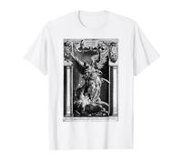 Saint Michel Archange vaincre Satan Christian T-Shirt Graphique avec Valeur, Homme, Blanc, L