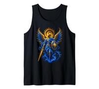 Saint Michel Bleu Ange Céleste Épée Bouclier Art Sacré Débardeur