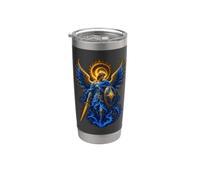 Saint Michel Bleu Ange Céleste Épée Bouclier Art Sacré Gobelet isotherme en acier inoxydable double paroi