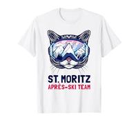 Saint Moritz Alpes Panorama Montagne Lunettes de ski Chats T-Shirt