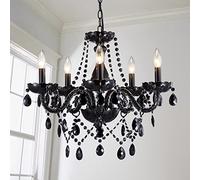 Saint Mossi 5 Light Modern Contemporary Elegant K9 Crystal Glass Chandelier Pendant Ceiling Lighting Fixture(Black)