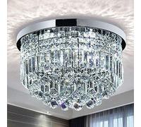 Saint Mossi Lustre de goutte de pluie en cristal K9 moderne Éclairage Plafonniers à LED Salle de bain de restaurant Lampes de remorque vivantes 9 Lampes LED E14 Hauteur requise 28CM x largeur 50cm