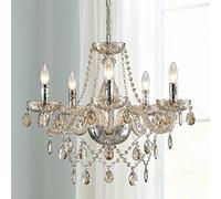 Saint Mossi Lustre en cristal de cognac à 5 lumières, lustre moderne en cristal K9 lustre en cristal pour salon, chambre, salle à manger, H53cm x D53cm avec chaîne réglable