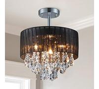 Saint Mossi Lustre moderne en cristal K9 33 cm chromé à 3 lumières LED pour salle à manger, salle de bain, goutte de pluie