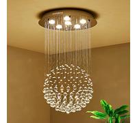 Saint Mossi Lustre moderne K9 gouttelettes de cristal lustre de plafond LED encastré lustre salle à manger salle à manger salon 6 GU10 Ampoule LED nécessaire h81cm X d45cm