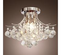 Saint Mossi Plafonnier en cristal moderne Gouttelette Lustre Éclairage LED Plafonnier Plafond Luminaire Suspension Luminaire pour Salle à Manger Salle De Bains Chambre Salon 3 E14 40 x 40 x 28 cm