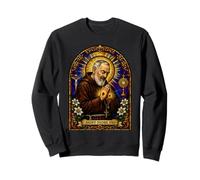 Saint Padre Pio Décoration catholique Gothique en mosaïque Sweatshirt