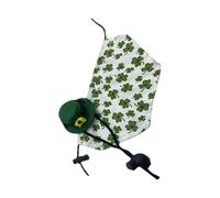 Saint-Patrick Costume et chapeau avec motif trèfle pour animaux de compagnie Costume de fête irlandaise pour petits animaux