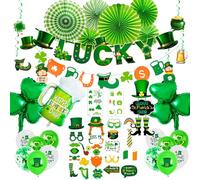 Saint Patrick de Fête Décorations Kit,82pcs Décoration de Fete de la St.Patrick's -Irlandais St. Patrick's Day Party Balloons Bannière Tourbillons Stickers etc Fournitures de Fête de Saint Patrick