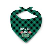 Saint-Patrick Embrasse-Moi, Je suis Irlandaise Carreaux Verts À Carreaux Buffalo Écharpe Triangulaire Doux Et Confortable Chiens Bandana Foulards Lavable Triangle pour Chiens