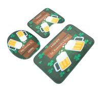 Saint-Patrick Ensemble de Tapis de Bain 3 Pièces en Polyester | Couverture de Cuvette, Motif Festif Classique, Installation Facile, pour Hôtels, Entrée