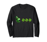 Saint Patrick's Day Pac Gamer Funny Gaming Fan Manche Longue