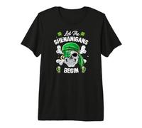 Saint Patricks Shenanigans Patch œil tête de Mort Pirate trèfle T-Shirt Haut de Gamme