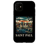 Saint Paul Minnesota Rétro Vintage Skyline River Bridge City Coque pour iPhone 11