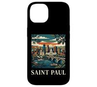 Saint Paul Minnesota Rétro Vintage Skyline River Bridge City Coque pour iPhone 14