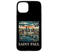 Saint Paul Minnesota Rétro Vintage Skyline River Bridge City Coque pour iPhone 15 Plus