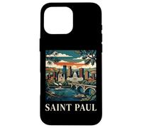 Saint Paul Minnesota Rétro Vintage Skyline River Bridge City Coque pour iPhone 16 Pro Max