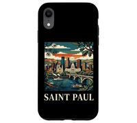 Saint Paul Minnesota Rétro Vintage Skyline River Bridge City Coque pour iPhone XR