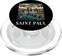 Saint Paul Minnesota Rétro Vintage Skyline River Bridge City PopSockets PopGrip pour MagSafe