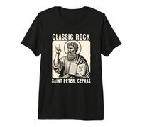 Saint Peter Classic Rock Catholic Vibe Petros Upon This Rock T-Shirt Haut de Gamme