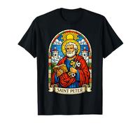 Saint Pierre en vitrail avec clés et Livre d'art T-Shirt