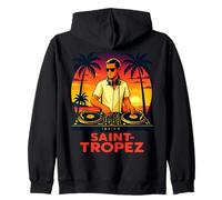 Saint Tropez DJ Soirée Plage Palme Coucher Soleil Riviera Sweat à Capuche