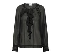 Saint Tropez - Élégante Blouse Noire avec Volants Doux - Femme - Blouses et Chemises - Noir - Taille: 42 FR