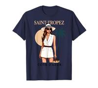 Saint Tropez Femme Elegante Palme Mode Riviera Ete Vacances T-Shirt