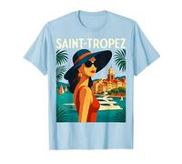 Saint Tropez Femme Élégante Yacht Port Ville Riviera Vintage T-Shirt