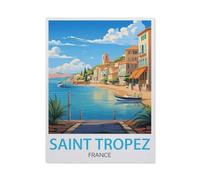 Saint-Tropez, France，Puzzle 1000 Pièces Puzzle en Bois d'impression Haute Définition Défiez Le Problème Stimuler La Créativité Jeu Interactif（75x50cm）-AY89