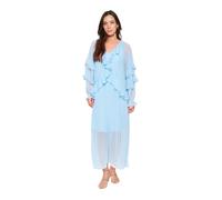 Saint Tropez - Robe Bleu Chambray avec Volants - Femme - Robes - Bleu - Taille: 36 FR