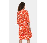 SAINT TROPEZ Robe rouge orangé / blanc, Taille 38