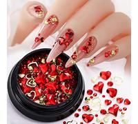 Saint-Valentin 3D Bijoux d'ongles Luxe Art Studs Cristal Diamant Pierres précieuses pour la décoration des ongles Bagues Boucles d'oreilles