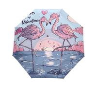 Saint Valentin Amour Flamant Oiseau Parapluie Pliant Enfant Garçons Filles Automatique Protection UV Parapluies Coupe-Vent pour Voyager