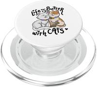 Saint Valentin Amoureux des Chats Life is Better with Cats PopSockets PopGrip pour MagSafe