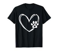 Saint Valentin Chien Amour Coeur et Patte Propriétaire T-Shirt