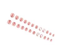 Saint Valentin Courte Place Faux Ongles Faux Ongles en Acrylique Français avec Motifs Fleurs 3D Pour Célébrations