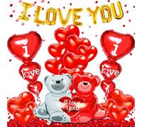 Saint Valentin Décoration - Ballons Romantiques I LOVE YOU, Coeur Rouge, 500pcs Petales de Roses Rouges, Déco de Saint-Valentin Day