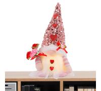 Saint-Valentin - Figurine en peluche lumineuse, décoration de nain de Noël, décoration de la maison, décoration de table, figurines miniatures mignonnes, objet de collection douillet, charme rustique