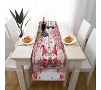 Saint Valentin GNOME Chemin de Table Lavable Facile d'entretien, Romantique Couple Chemin de Table pour Décorations de Table Anniversaire Armoires Dîner Cuisine Fête Mariage 30 x 100 cm