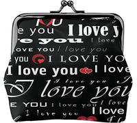 Saint Valentin Je t'aime Motif Boucle en Cuir Porte-Monnaie Pochette Vintage Baiser Serrure Changement Sac à Main Portefeuilles pour Femmes Filles