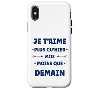 Saint Valentin Je t'aime Plus qu'hier Amour Je t'aime Coque pour iPhone X/XS