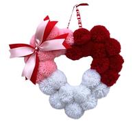 Saint Valentin Pom-Poms Couronne 9.45x10.24 Pouces Cœur Romantique en Forme de Porte d'entrée Couronne pour la Saint Valentin pour la Maison de la Maison Mariage pour Porte d'entrée pour 'e
