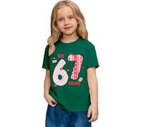 Saint Valentin - Romance Filles Mode Décontracté Top à Manches Courtes Imprimé Graphique Coupe Ample T-shirt de Jeu Confortable pour Enfants, vert, 6-7 ans