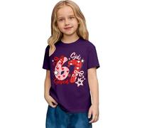 Saint Valentin - Romance Filles Mode Décontracté Top à Manches Courtes Imprimé Graphique Coupe Ample T-shirt de Jeu Confortable pour Enfants, Violet foncé., 6-7 ans