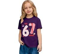 Saint Valentin - Romance Filles Mode Décontracté Top à Manches Courtes Imprimé Graphique Coupe Ample T-shirt de Jeu Confortable pour Enfants, Violet foncé., 6-7 ans